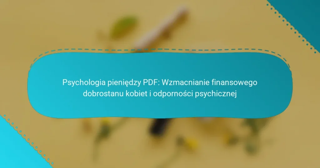 Psychologia pieniędzy PDF: Wzmacnianie finansowego dobrostanu kobiet i odporności psychicznej