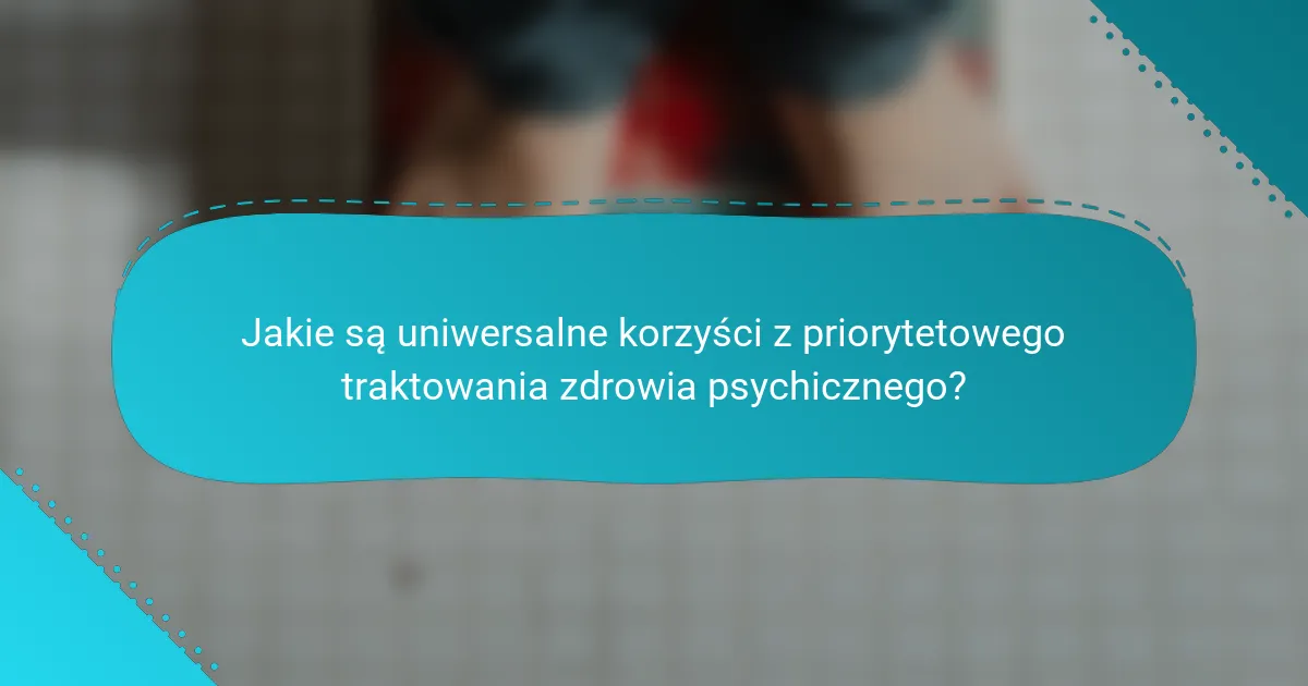 Jakie są uniwersalne korzyści z priorytetowego traktowania zdrowia psychicznego?
